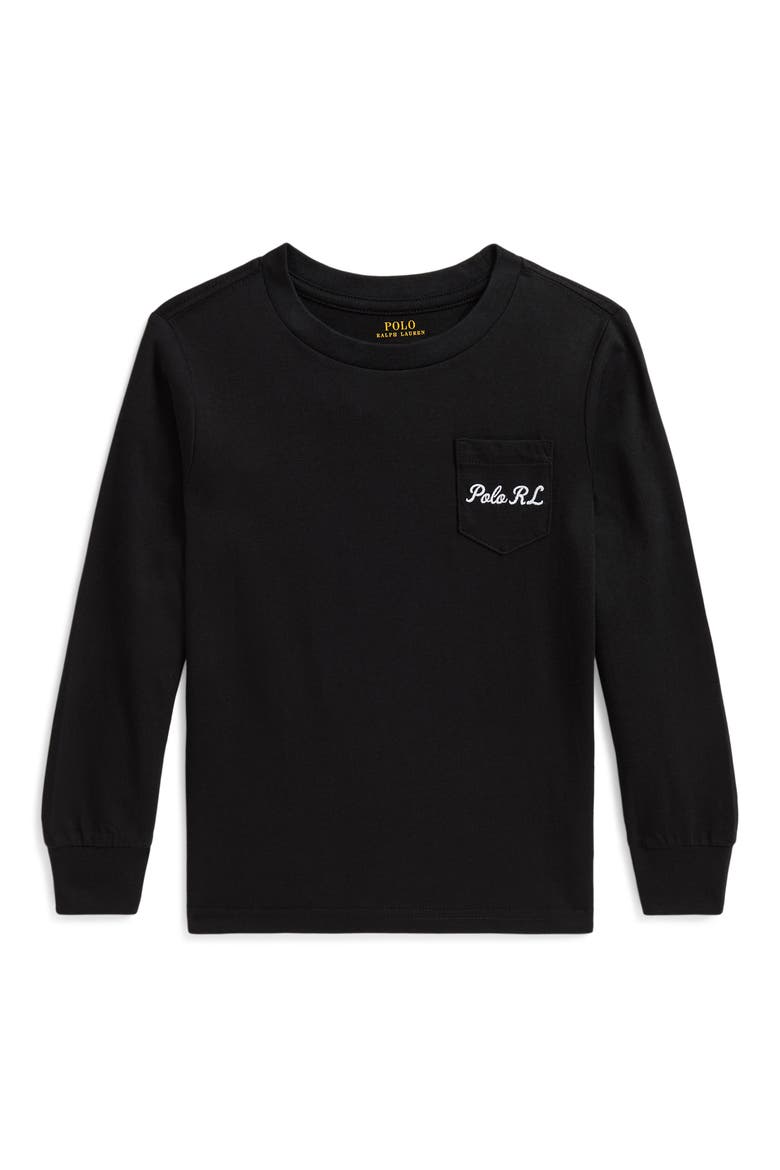 Kids' Long Sleeve Graphic T-Shirt, Main, color, POLO BLACK