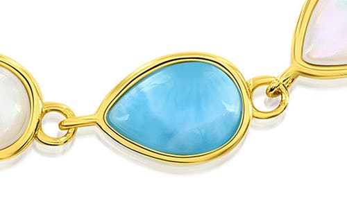 Simona Mother-of-pearl & Larimar Bracelet In Gold