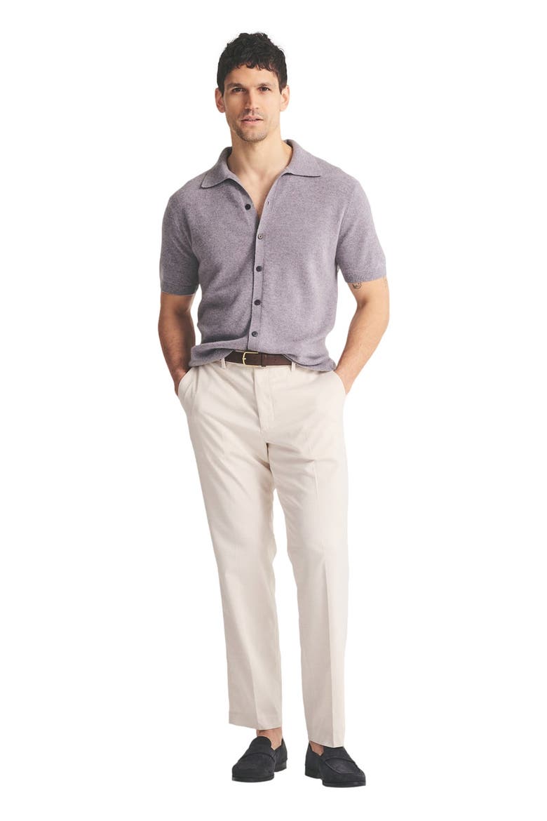 Signature Cashmere Short Sleeve Button Down, Alternate, color, Fog