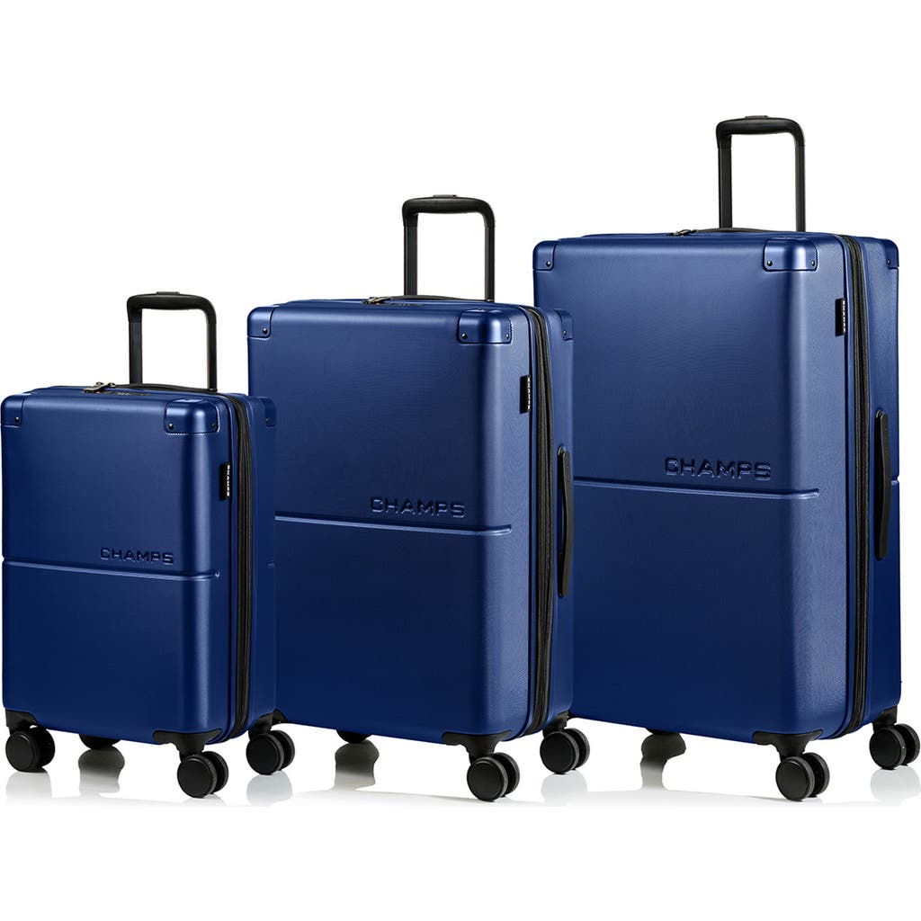 Shop Champs Earth 3-piece Wheeled Luggage Set In Navy