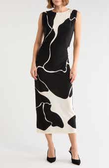 Printed Body-Con Midi Dress