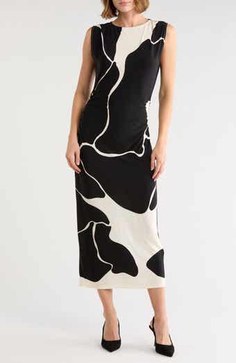 Printed Body-Con Midi Dress