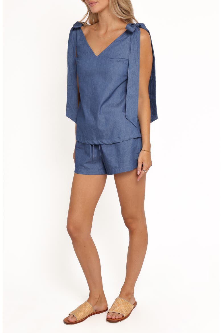 Francis Cotton V-Neck Top & Shorts Set, Alternate, color, DENIM