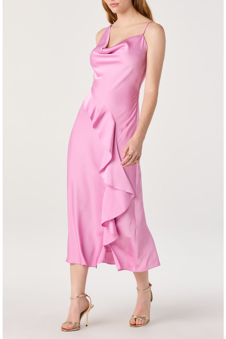 Dymond Satin Midi Dress, Alternate, color, ORCHID