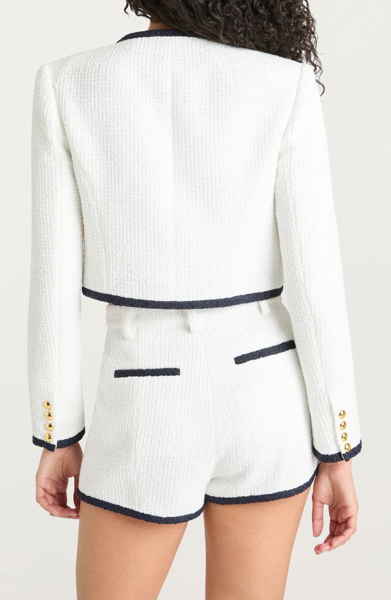 Cinq à Sept Auden Contrast Detail Tweed Jacket, Alternate, color, White/ Navy