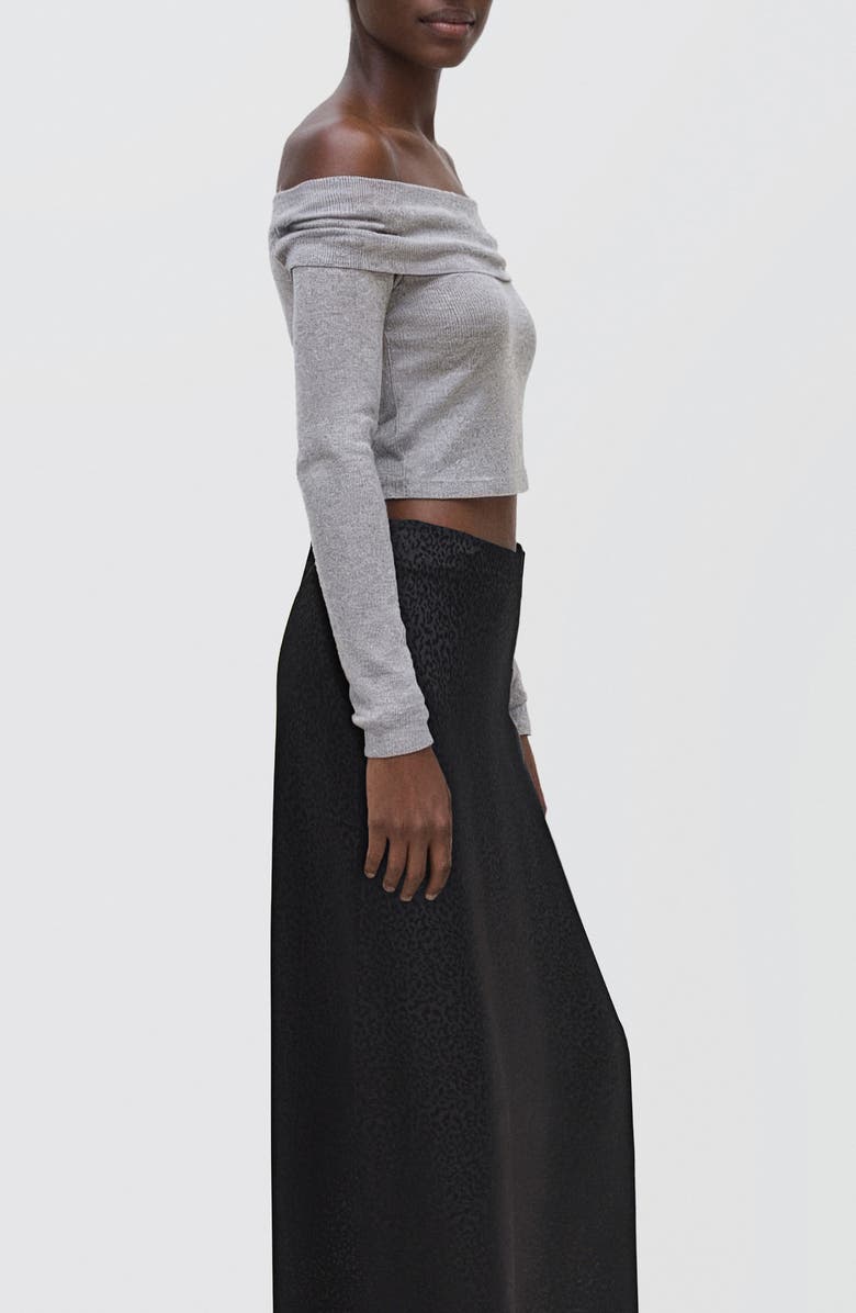 MANGO TEEN Leopard Print Maxi Skirt, Alternate, color, Black Denim