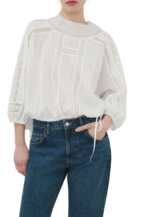 Lace Inset Woven Shirt