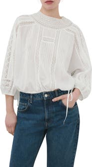 MANGO Lace Inset Woven Shirt