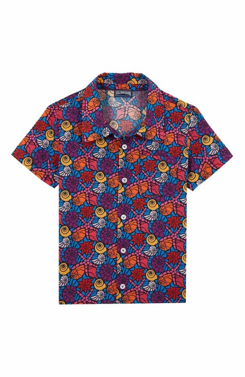 Kids' Sea Shells Cotton Bowling Shirt Noumea
