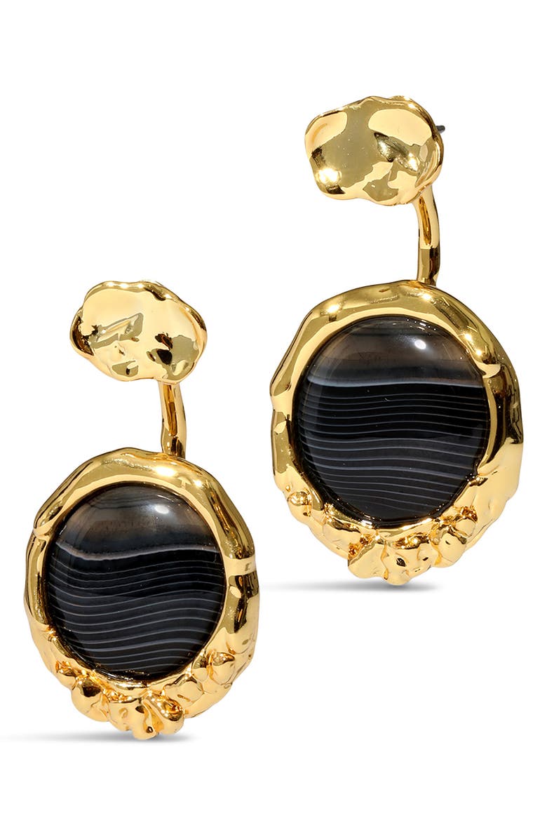 Alexis Bittar Brut Banded Agate Coin Front/Back Earrings, Alternate, color, 