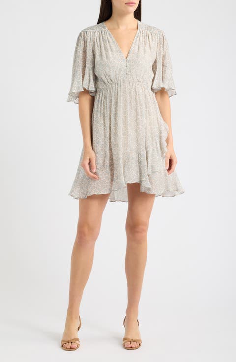 Floral Flutter Sleeve Minidress