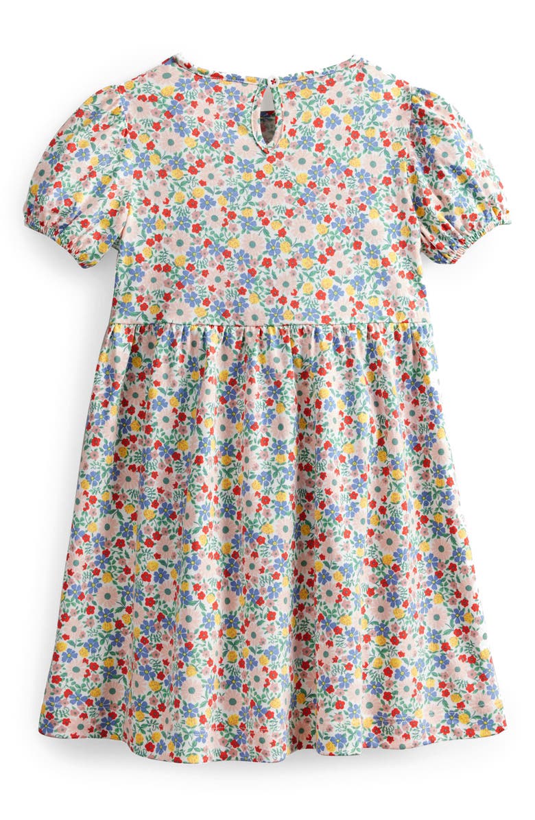 Mini Boden Kids' Floral Puff Sleeve Cotton Dress, Alternate, color, 
