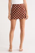 WAYF Polka Dot Linen Blend Miniskirt