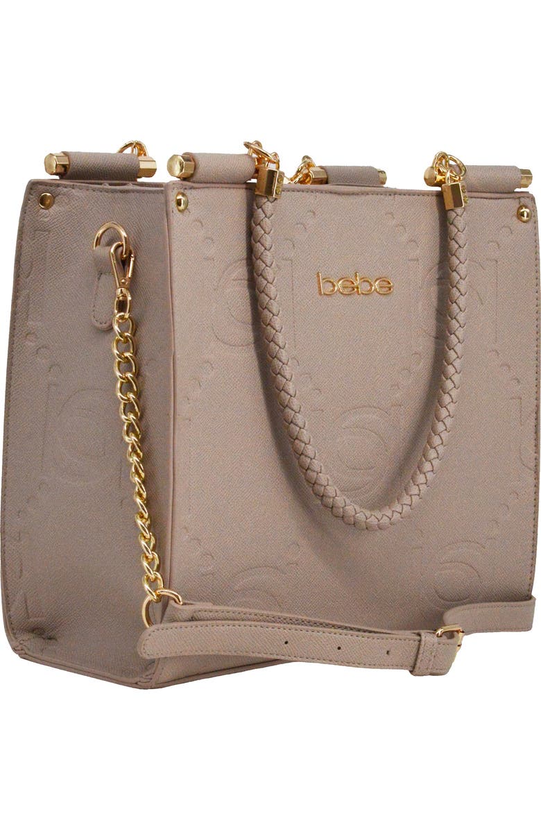 bebe Zenia Braided Handle Tote Bag, Alternate, color, Light Taupe