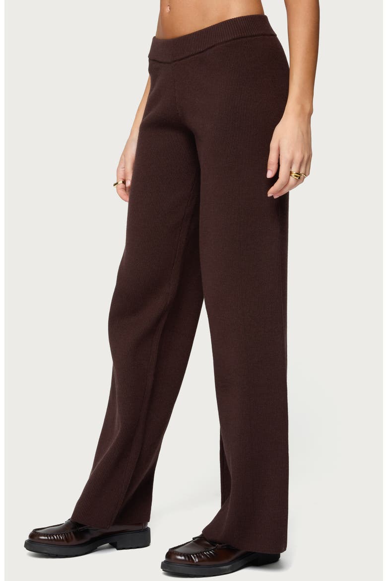 Lorie Wide Leg Rib Knit Pants, Alternate, color, BROWN