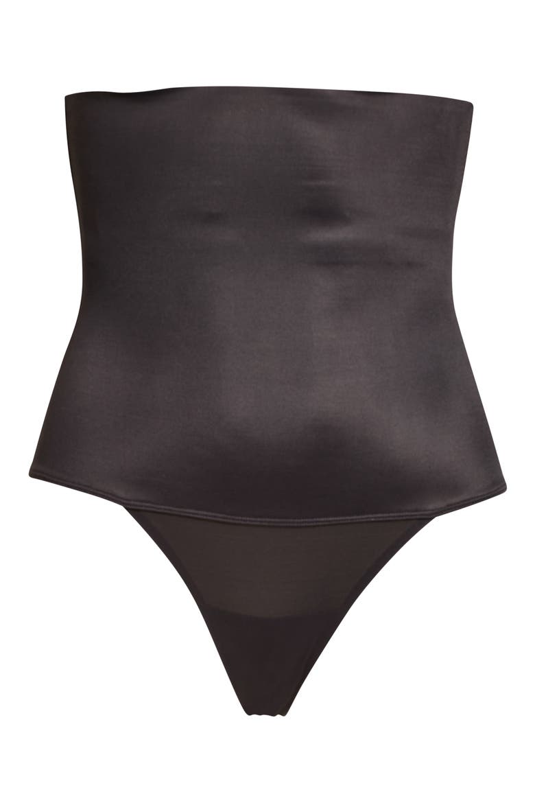 Comfy Curve High Waist Shaping Thong, Alternate, color, BLACK