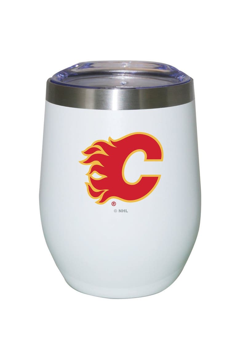 Calgary Flames 12oz. Logo Stemless Tumbler, Main, color, White