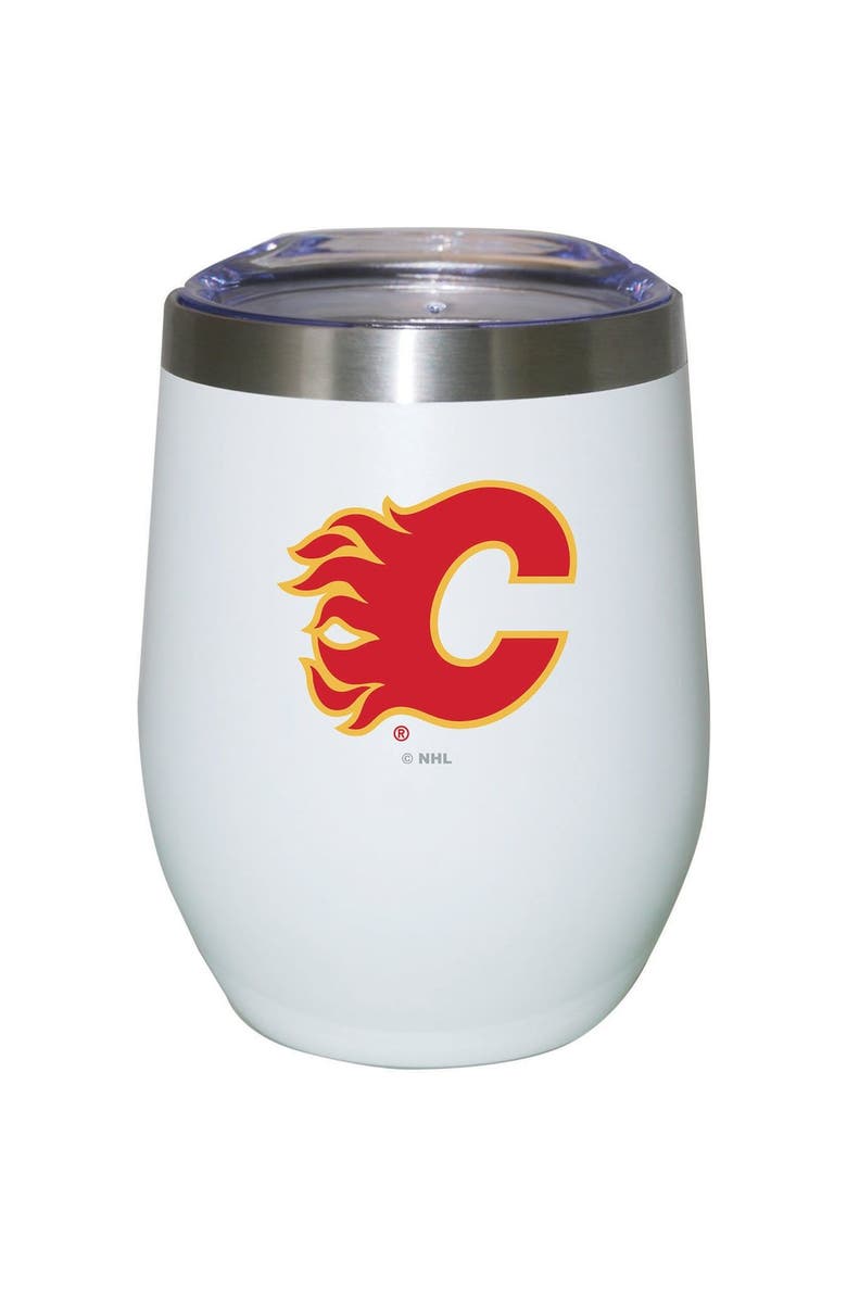 THE MEMORY COMPANY Calgary Flames 12oz. Logo Stemless Tumbler, Main, color, White
