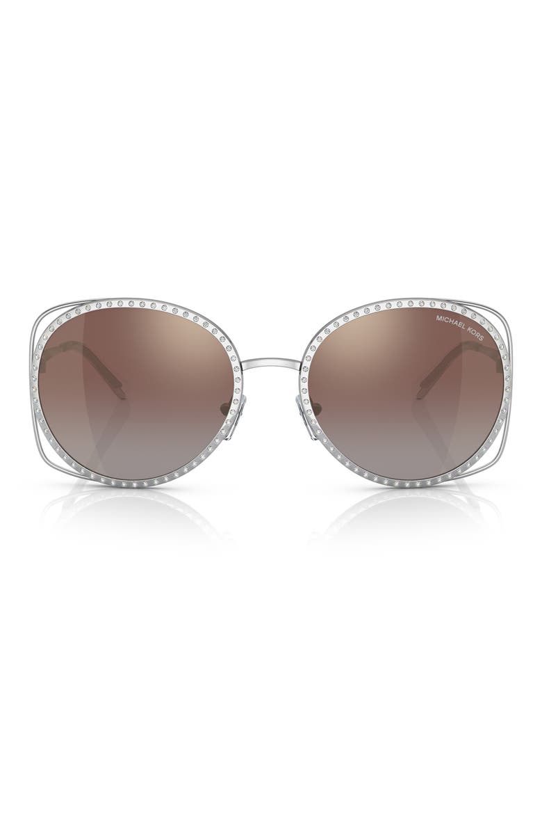 57mm Round Sunglasses, Main, color, SILVER