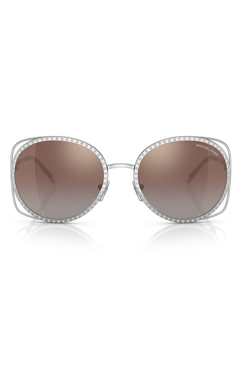 Michael Kors 57mm Round Sunglasses, Main, color, Silver
