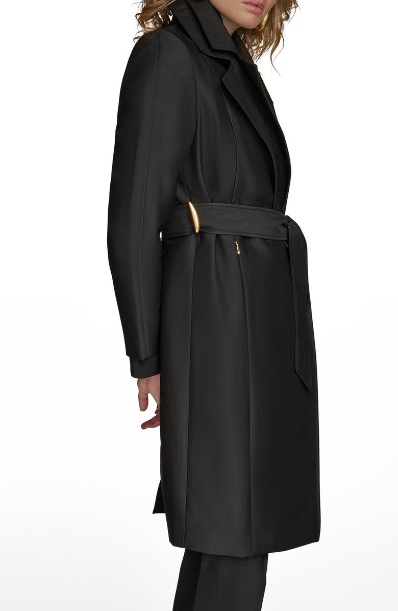 Donna Karan New York Double Collar Cotton Blend Trench Coat, Alternate, color, Black