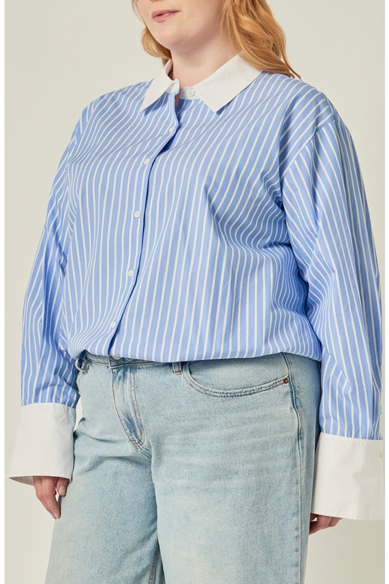 Stripe Oversized Button-Up Shirt, Alternate, color, BLUE/ WHITE STRIPE