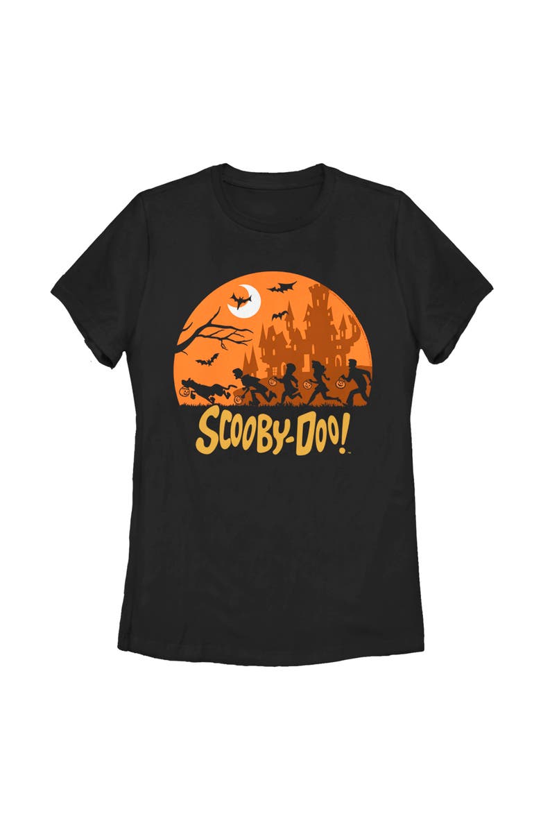 Scooby Doo Women's Scooby Doo Moon Silhouette Chase  Graphic T-Shirt, Main, color, Black