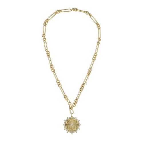 Lionheart 14k Cassandane Large Sun Medallion Trombone Necklace In Gold