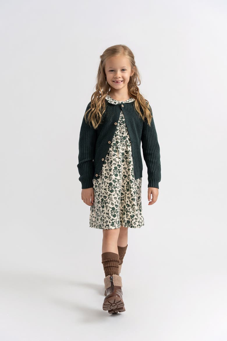 Chunky Knit Button-Front Cardigan, Alternate, color, Forest