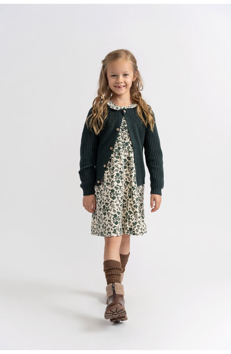 Charlotte & George Chunky Knit Button-Front Cotton Blend Cardigan, Alternate, color, Forest