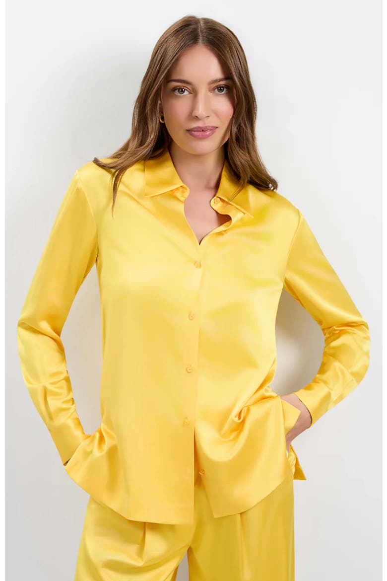 Bristlecone Satin Shirt, Alternate, color, Lambretta Lemon