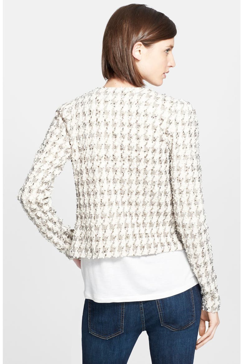 'Tania' Embellished Houndstooth Tweed Jacket, Alternate, color, BEIGE