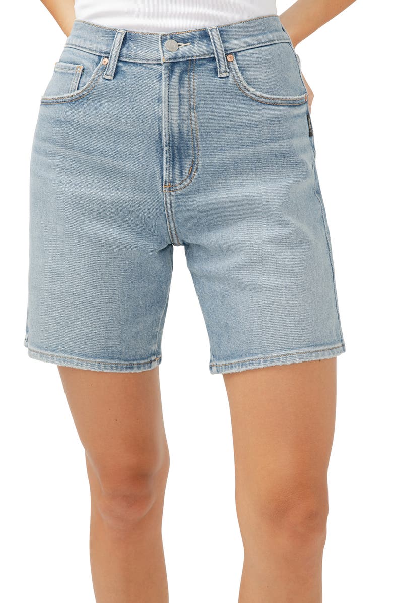 Silver Jeans Co. High Waist Long Denim Shorts, Alternate, color, Indigo