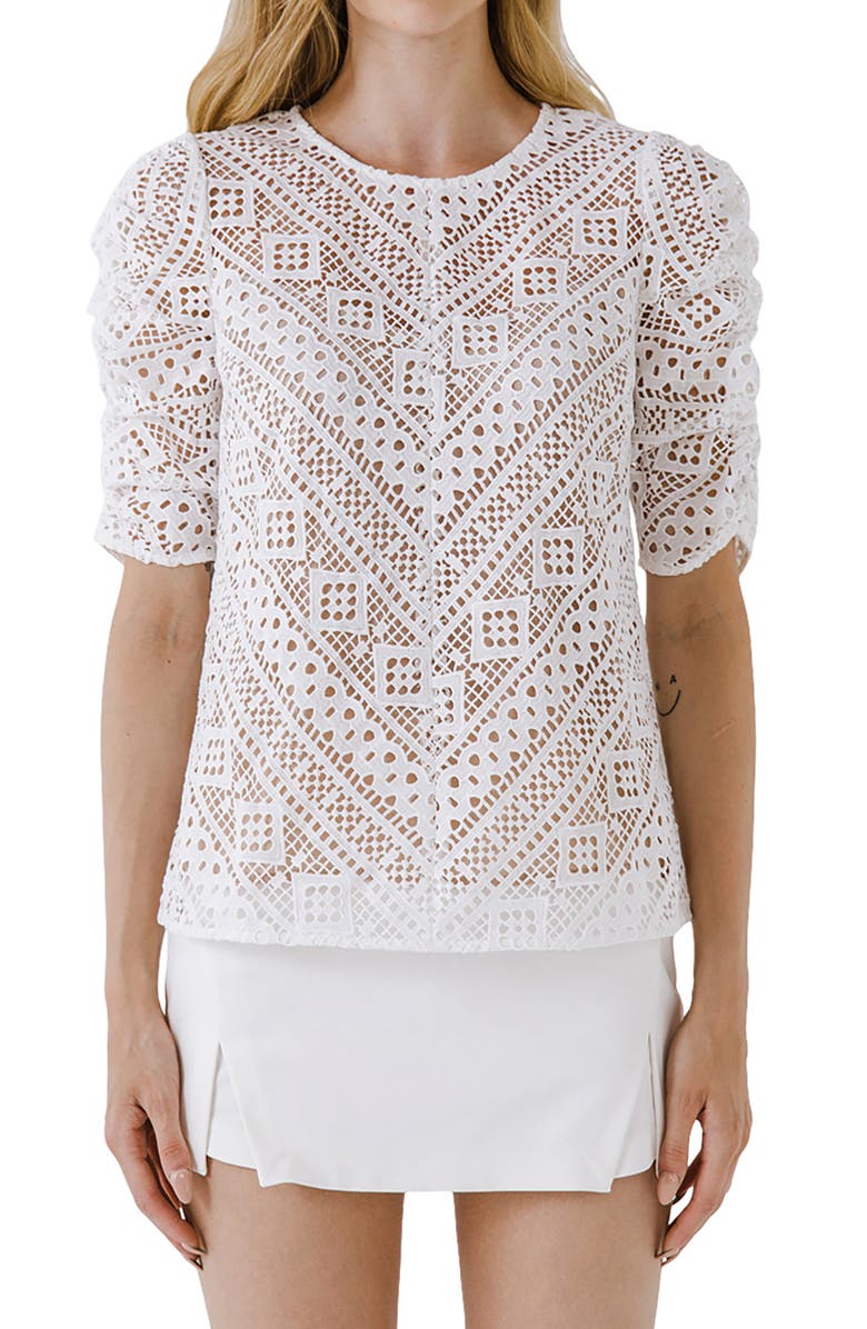 Endless Rose Chevron Stripe Lace Top, Alternate, color,