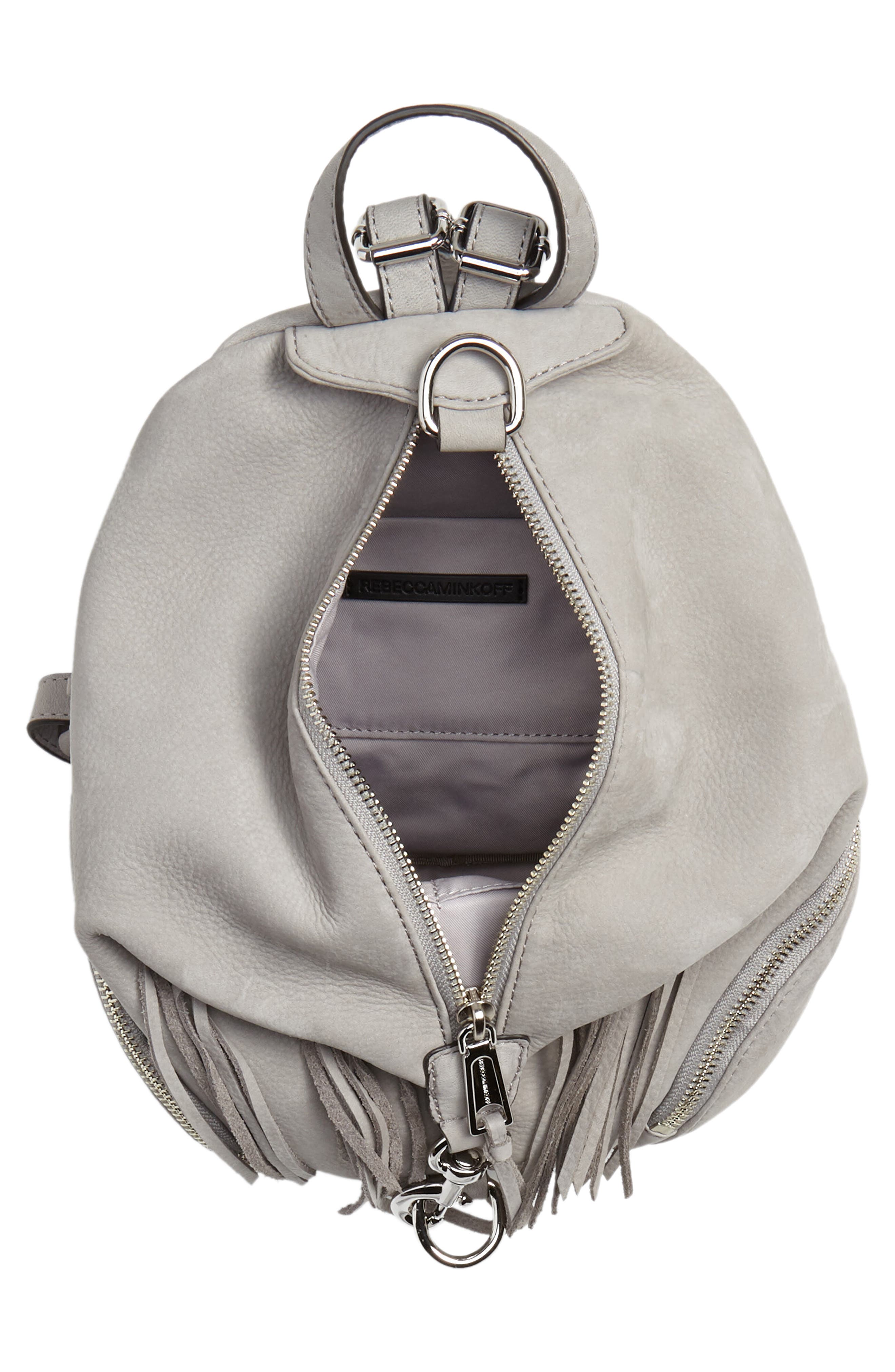 Julian Fringe Leather Backpack, Alternate, color, GREY