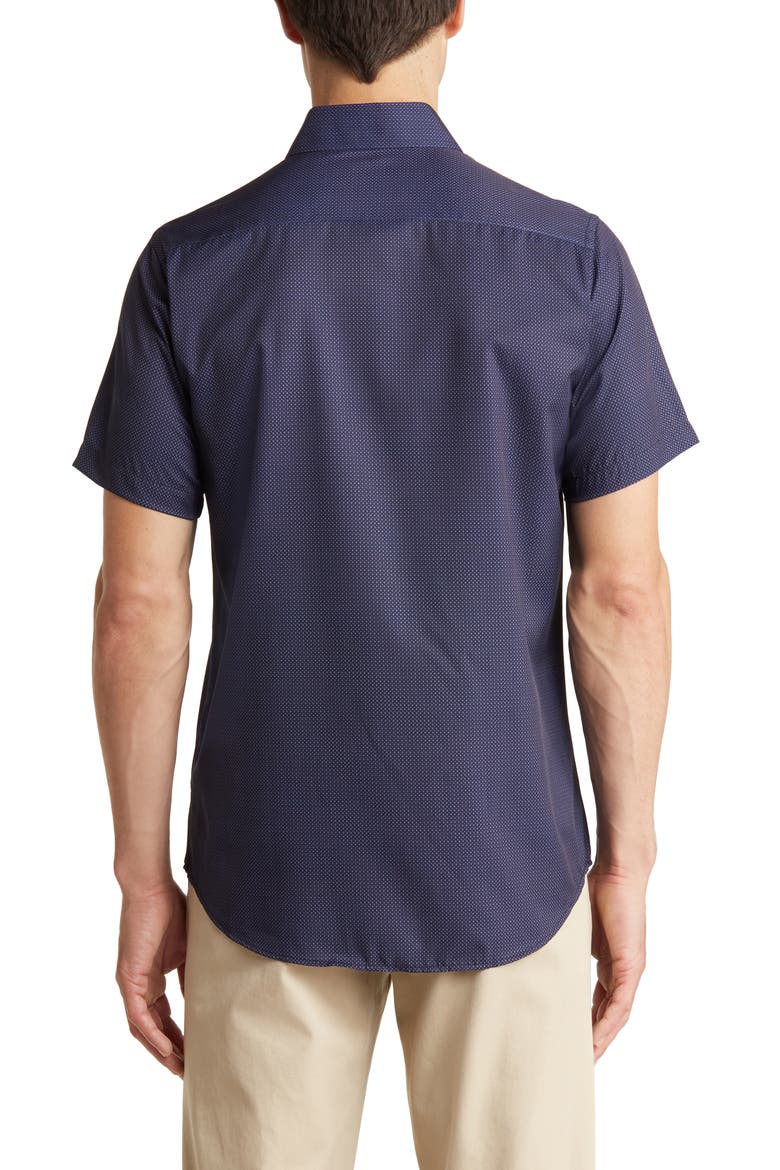 Slim Fit Performance Short Sleeve Button-Up Shirt, Alternate, color, NAVY