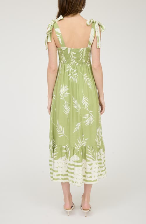 August Sky Shoulder Tie Midi Dress