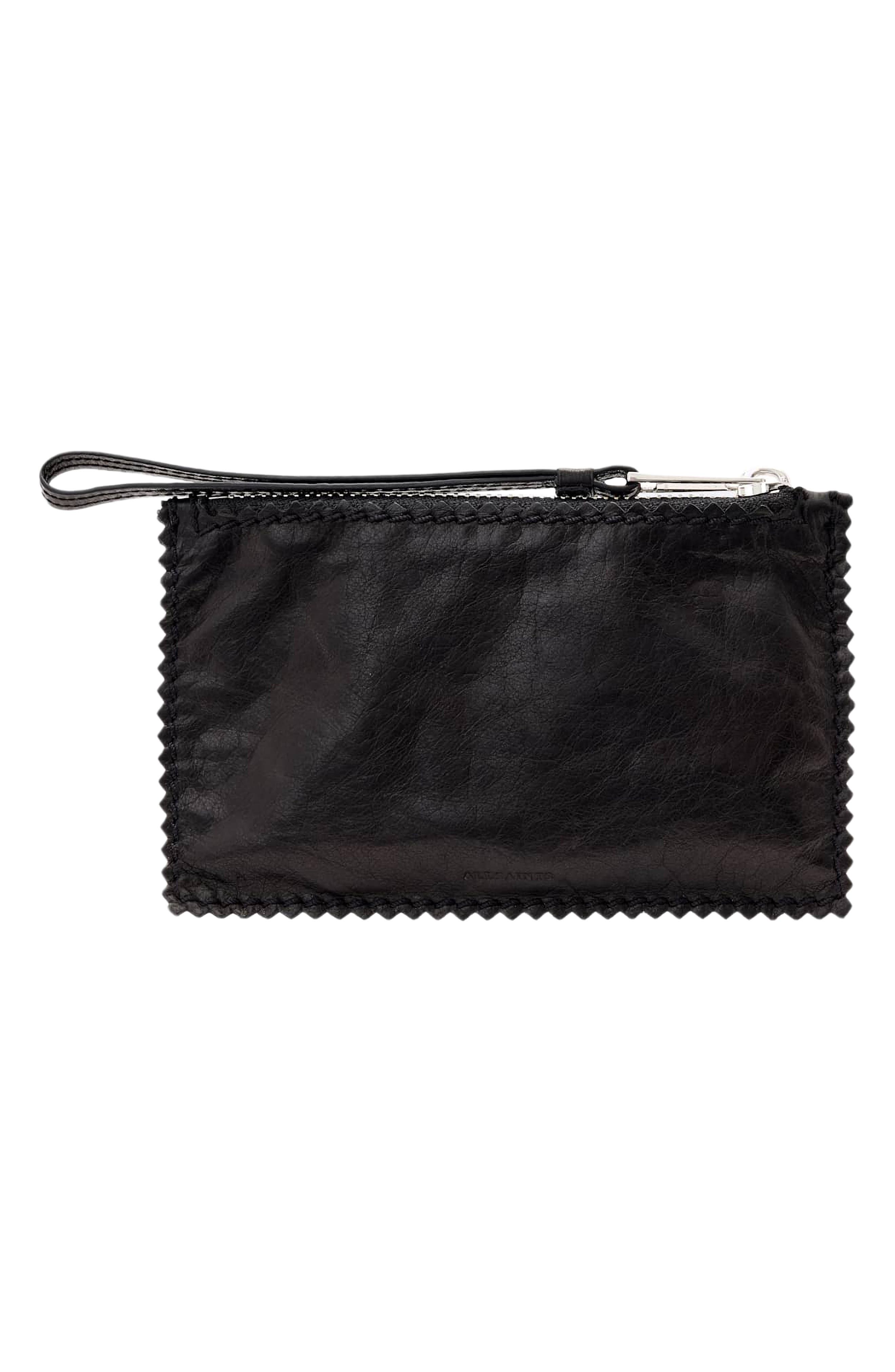 Siloh Mini Leather Pouch, Main, color, BLACK