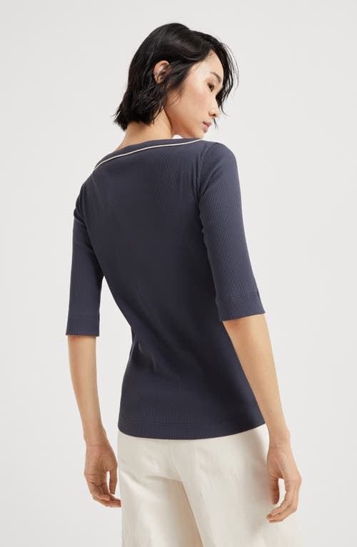 Brunello Cucinelli T-shirt With Monili In Moonlight