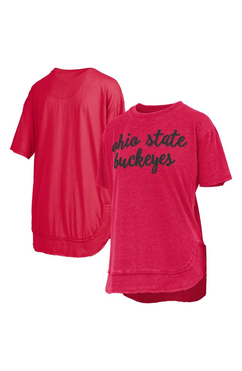 PRESSBOX Women's Pressbox  Scarlet Ohio State Buckeyes Poncho T-Shirt, Main, color, Scarlet