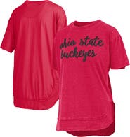 PRESSBOX Women's Pressbox Scarlet Ohio State Buckeyes Poncho T-Shirt