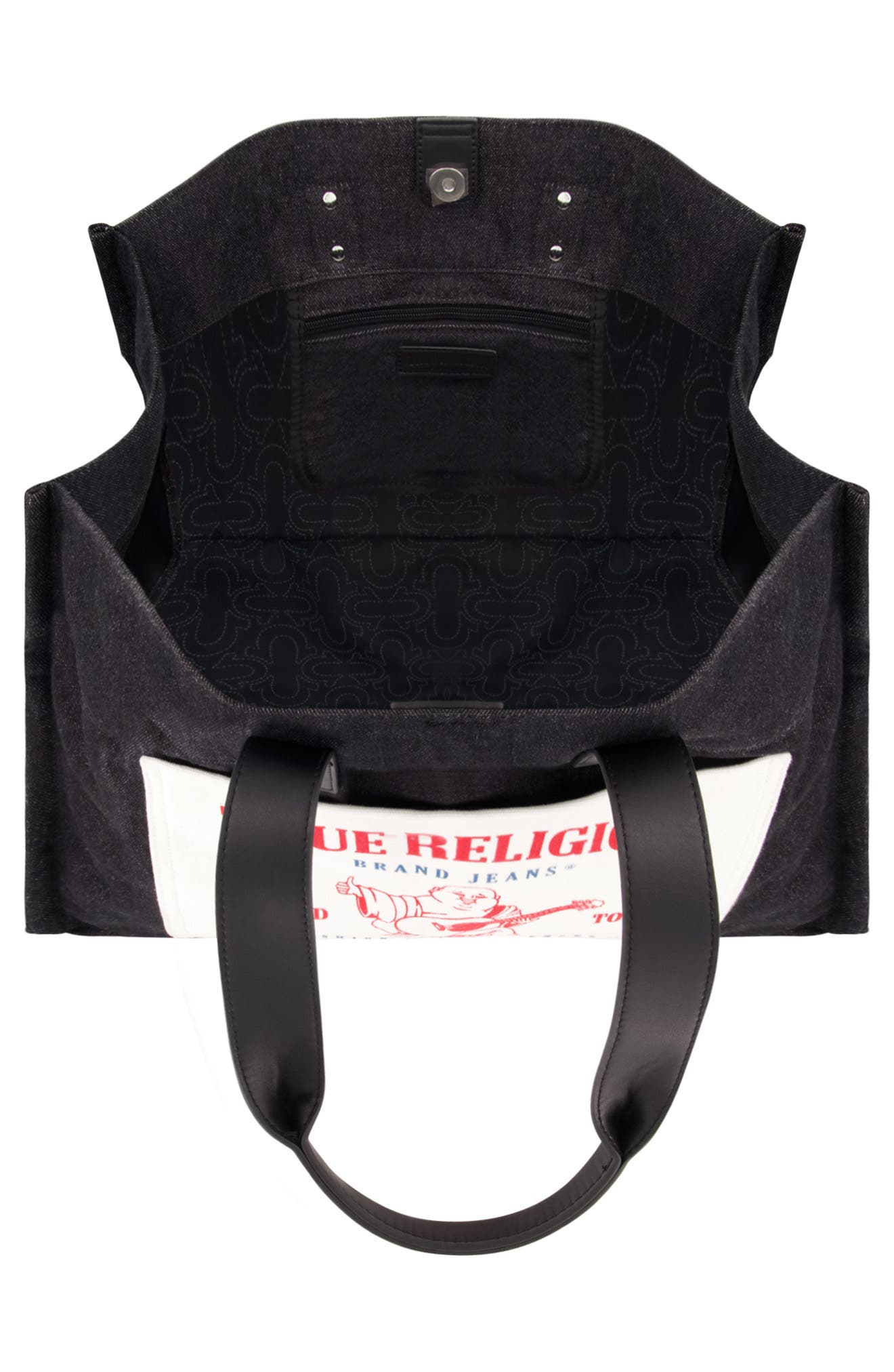 Large Washed Denim Tote, Alternate, color, BLACK