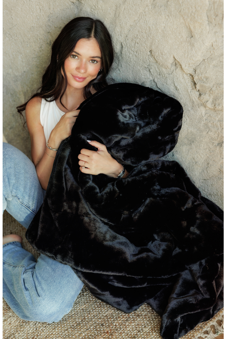 Plush Black Onyx Blanket, Main, color, Black