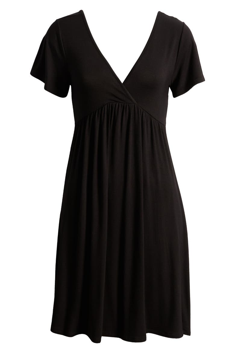Tie Back Surplice V-Neck Knit Minidress, Alternate, color, BLACK