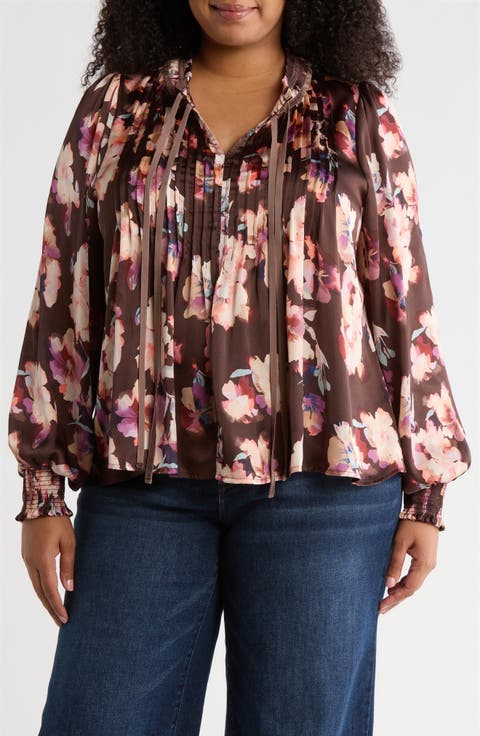 Pintuck Satin Top (Plus)