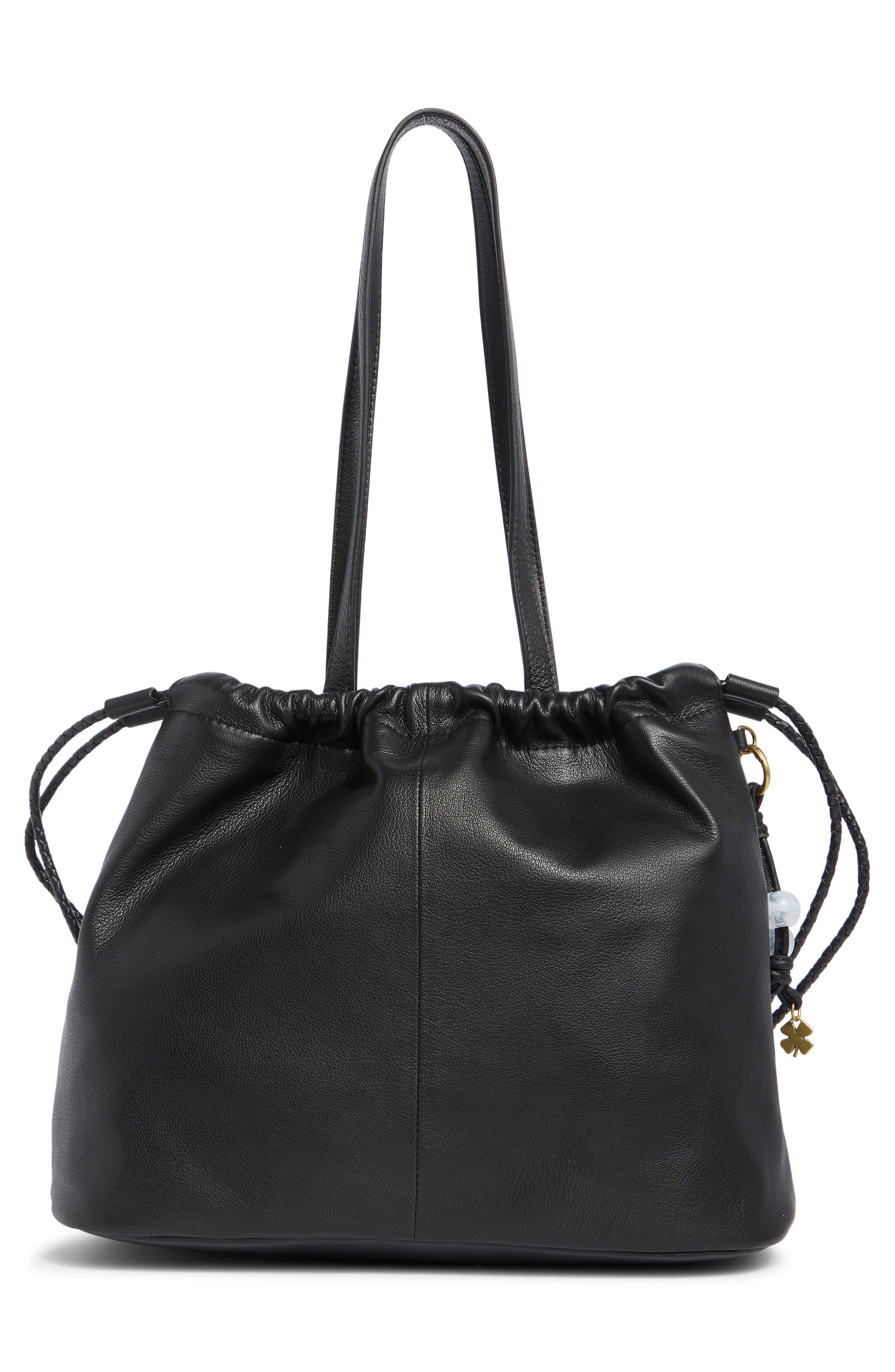 Lucky Brand Tily Leather Bucket Tote Bag, Alternate, color, Black Goat Ddm Le