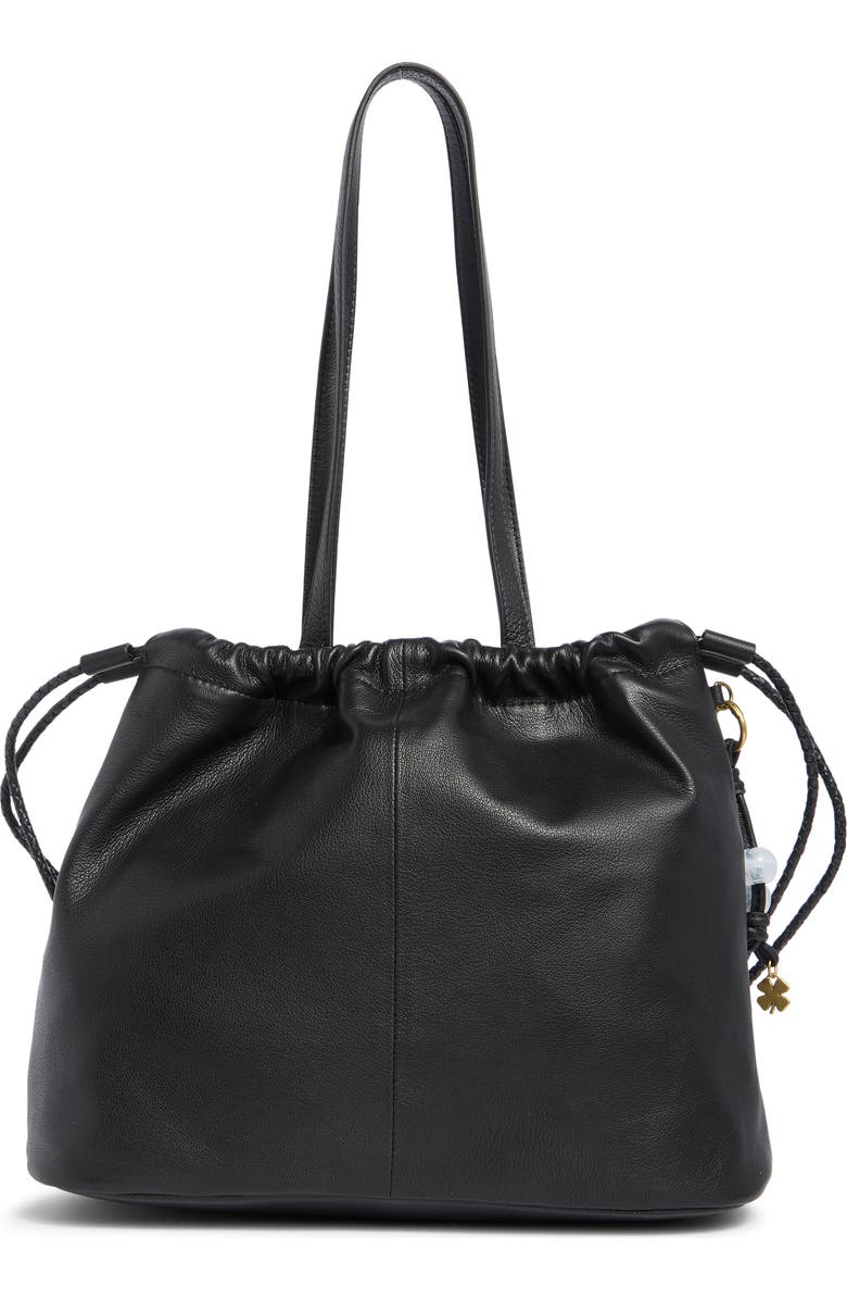 Lucky Brand Tily Leather Bucket Tote Bag, Alternate, color, Black Goat Ddm Le