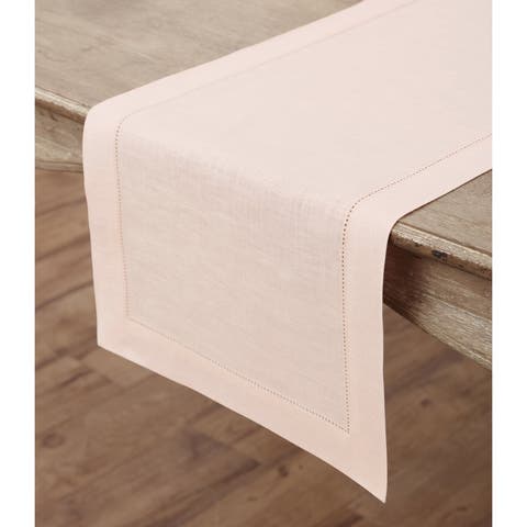 Linen Table Runner for Dining Table, Holiday and Everyday Table Decor - Classic Hemstitch