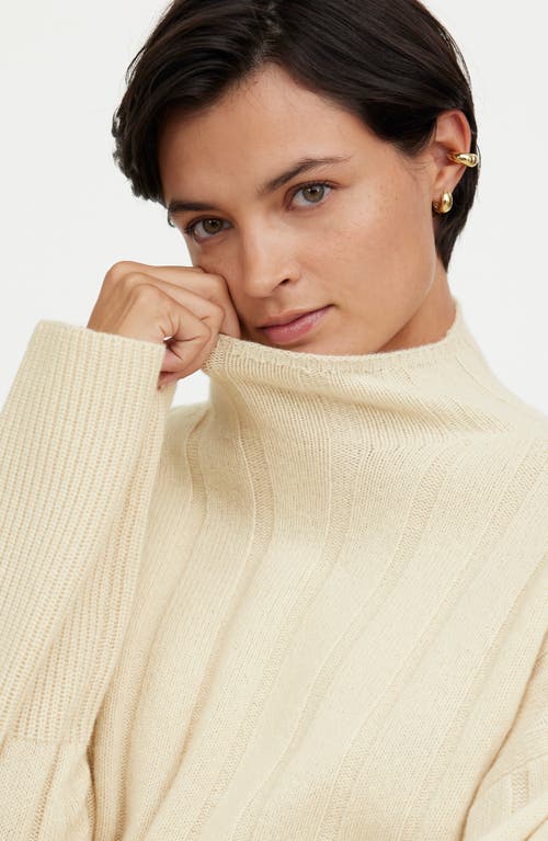 Shop Madewell Ribbed Cashmere & Wool Pullover Sweater In Heather Ivory