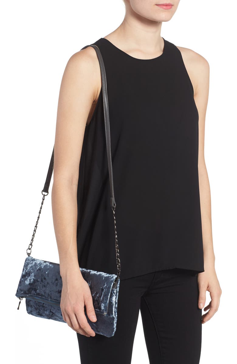 Sole Society Velvet Foldover Clutch, Alternate, color,